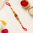 Traditional Rudraksha Golden Beads Rakhi customer review image