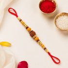 Traditional Rudraksha Golden Beads Rakhi customer review image