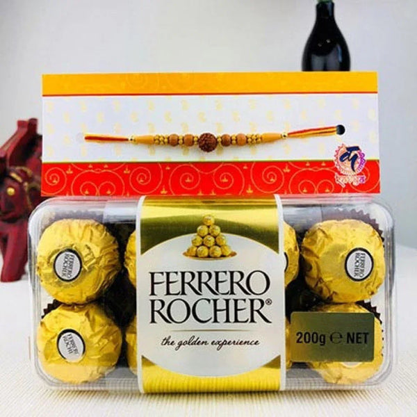 Raksha Bandhan rakhi with Ferrero Rocher chocolates 