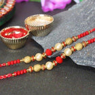 2 Golden and Red Beaded Designer Pearl Rakhis customer review image