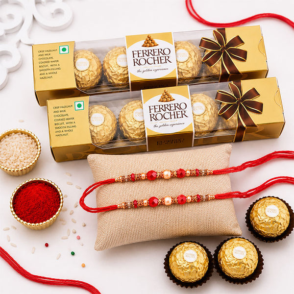 Set Of 2 Rakhi With Fererro Rocher