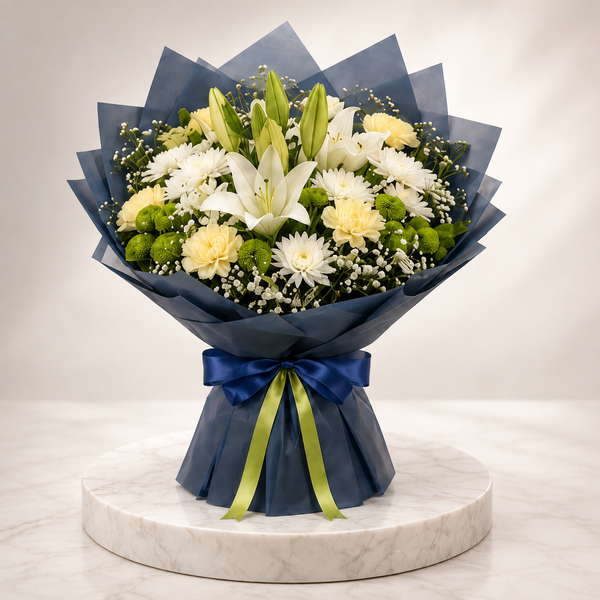 Serene Ivory Lily Bouquet