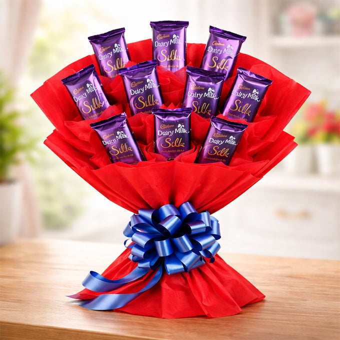 Dairy Milk Silk Chocolate Bouquet with 10 x 60gm Bars