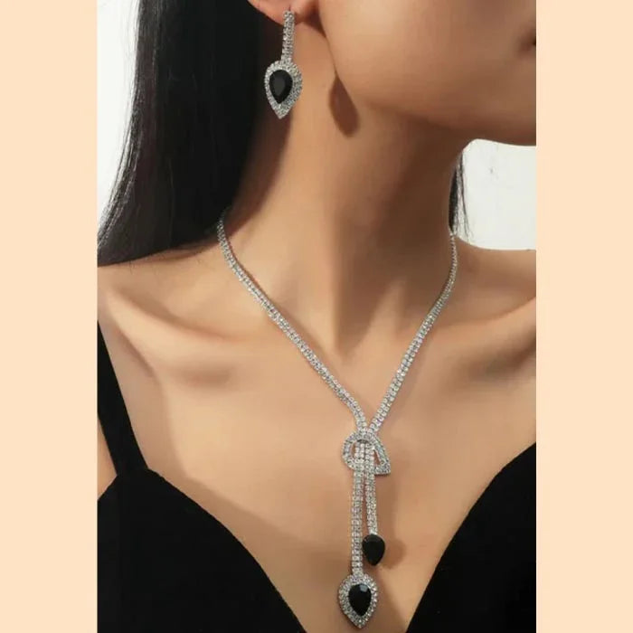 Sparkling Crystal Diamond Necklace Jewellery Set for Women