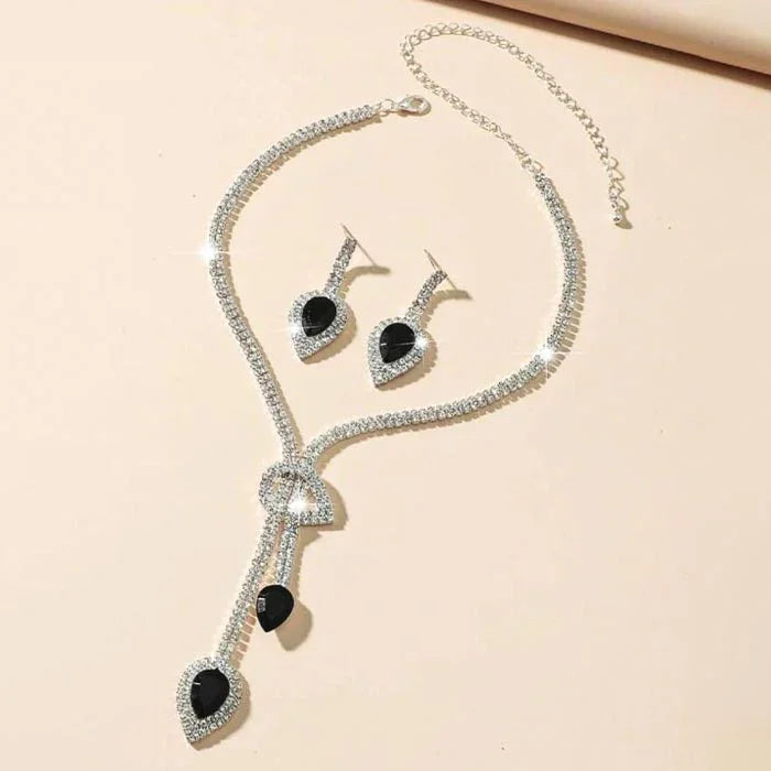 Sparkling Crystal Diamond Necklace Jewellery Set for Women