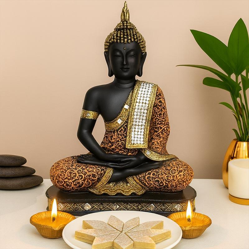 Spiritual Bliss Gift Combo – Buddha Idol with Kaju Katli (200gm)