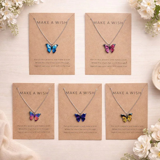 (Make a wish) Stylish Butterfly Necklace Set for Women & Girls