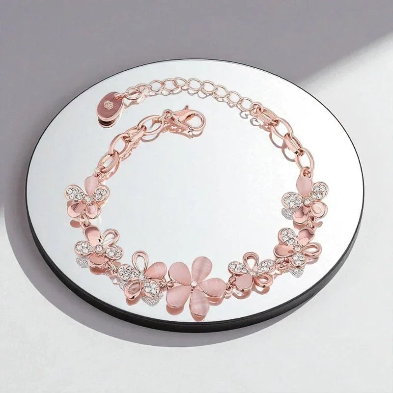 Stylish Rose gold plated crystal bracelet for women and girls