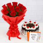 Red Roses with Half Kg Black Forest Cake & Card customer review image