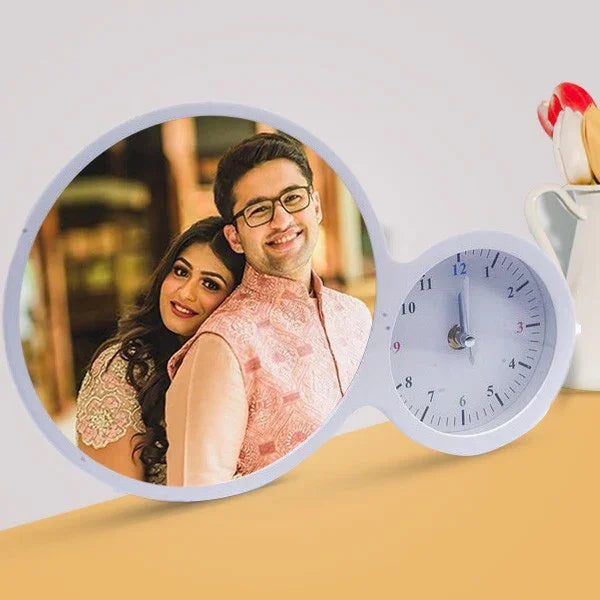 Table Clock With Full Moon LED Light Photo Frame (Touch Control)