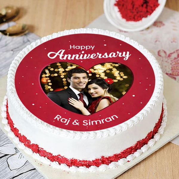 Tempting Red Velvet Anniversary Cake