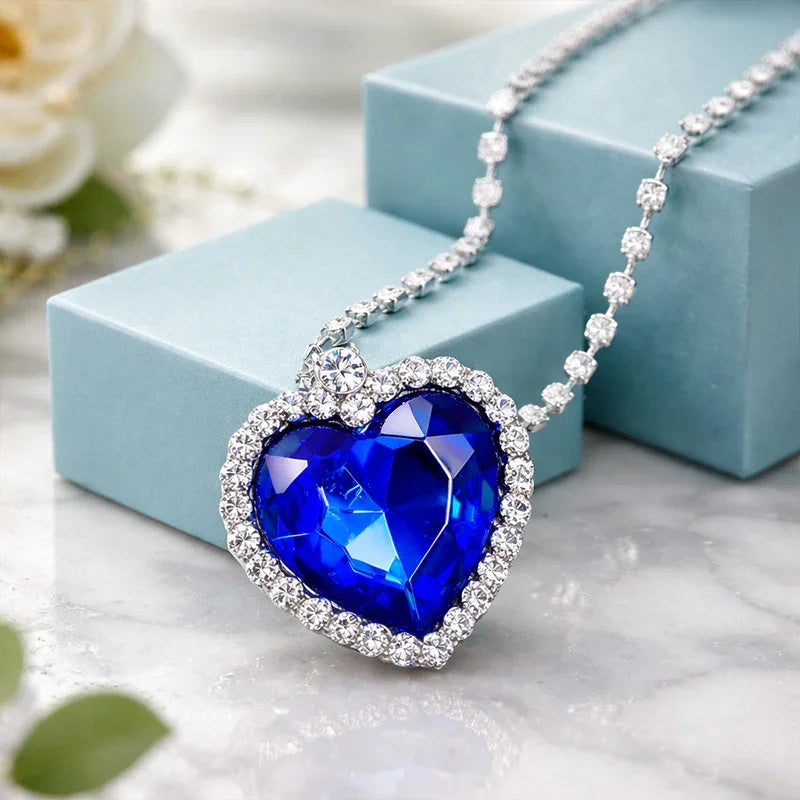 The Famous Titanic Heart of Ocean Pendant Necklace for Women N Girls