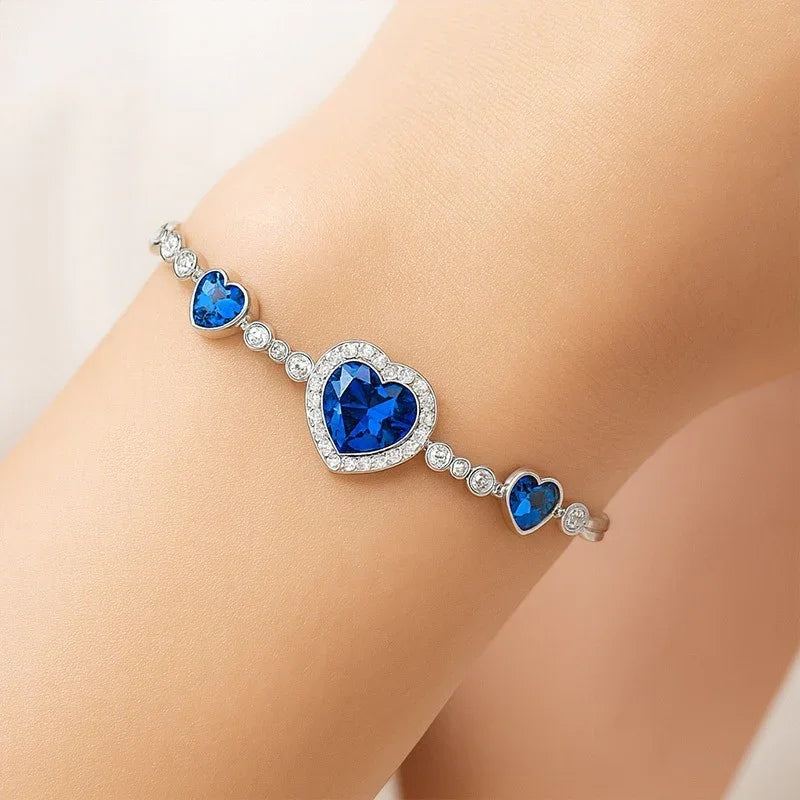 True Love Heart Austrian Crystal Bracelet for Women and Girls
