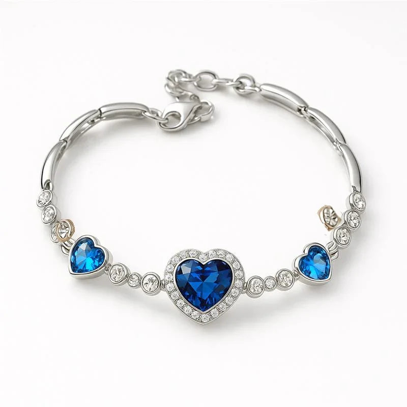 True Love Heart Austrian Crystal Bracelet for Women and Girls