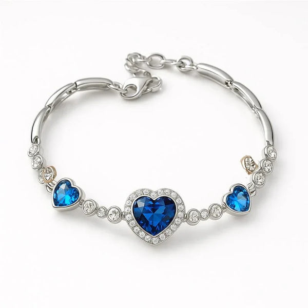 True Love Heart Austrian Crystal Bracelet for Women and Girls