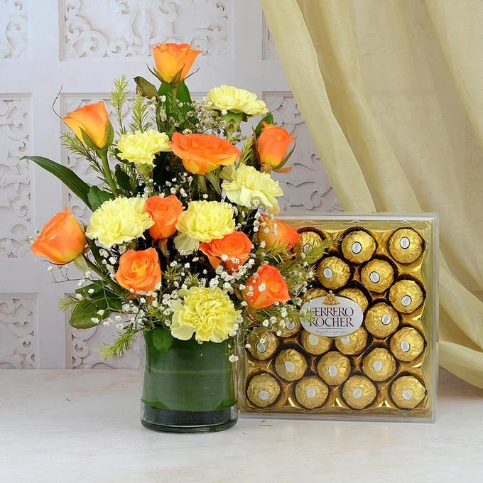 Carnation, Ferrero Hamper - Flower Delivery in GiftsGhaziabad