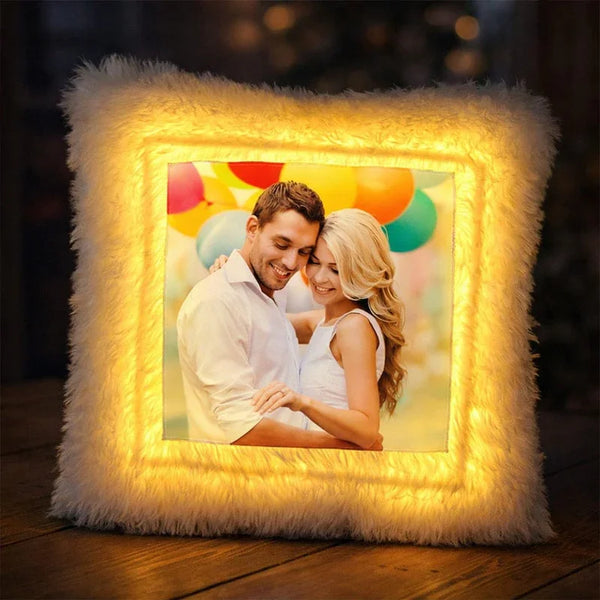 Yellow LED Personalized Square Pillow