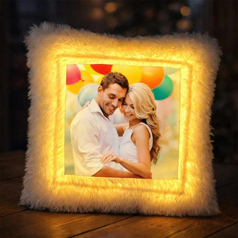 Yellow LED Personalized Square Pillow