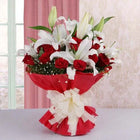 White Asiatic Lilies & 15 Red Roses Bouquet customer review image