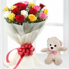 10 Mixed Roses Bouquet with 6 Inch Teddy Bear customer review image