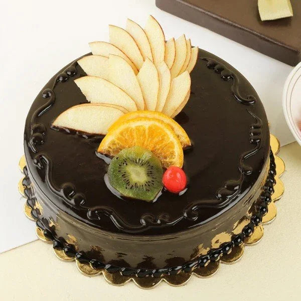Chocolate Cake with Fresh Fruit Toppings Half Kg - Cake Delivery in Kalyani