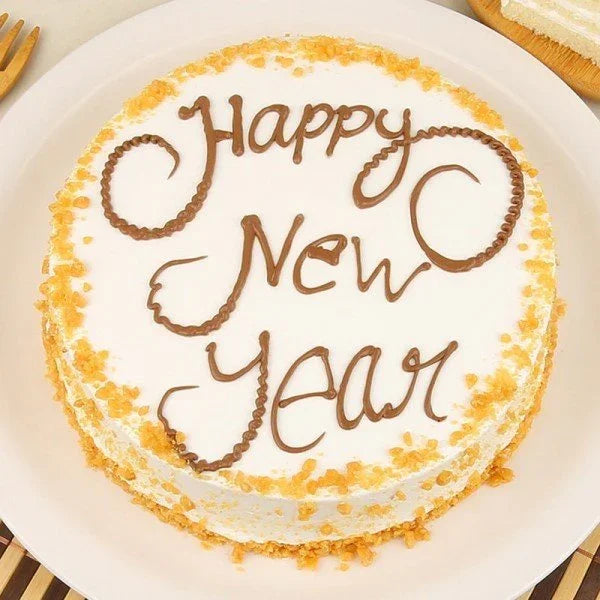 Butterscotch New Year Celebration Cake Half Kg - Cake Delivery in GiftsGhaziabad
