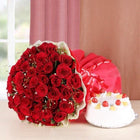 50 Red Roses Bouquet with Half Kg Pineapple Cake customer review image