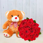 12 Red Roses Bouquet with 12 Inch Teddy Bear Gift Combo customer review image
