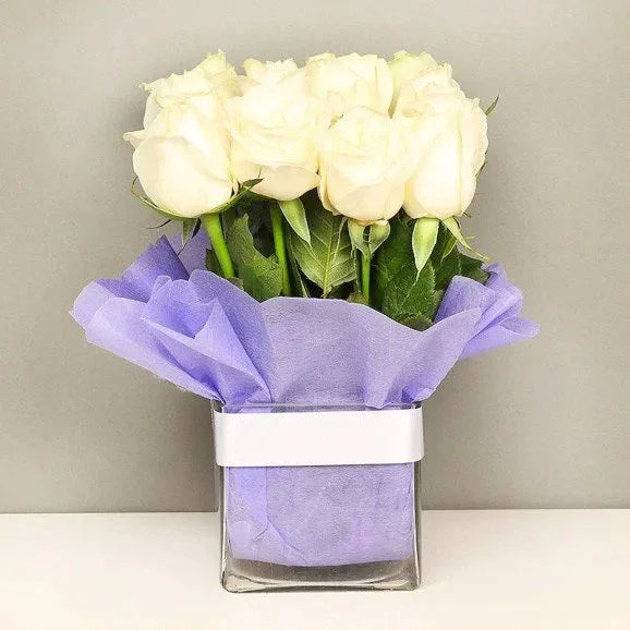 White Roses In Vase