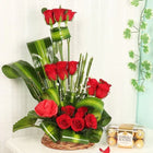 18 Red Roses Basket Arrangement with 16 Ferrero Rocher Chocolates customer review image