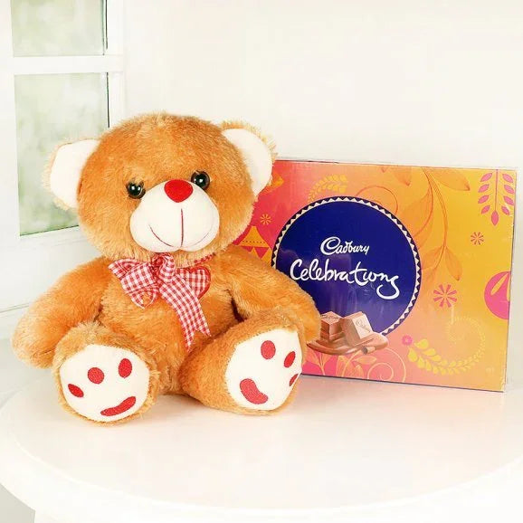 12 Inch Teddy Bear with Cadbury Celebrations Chocolate Pack