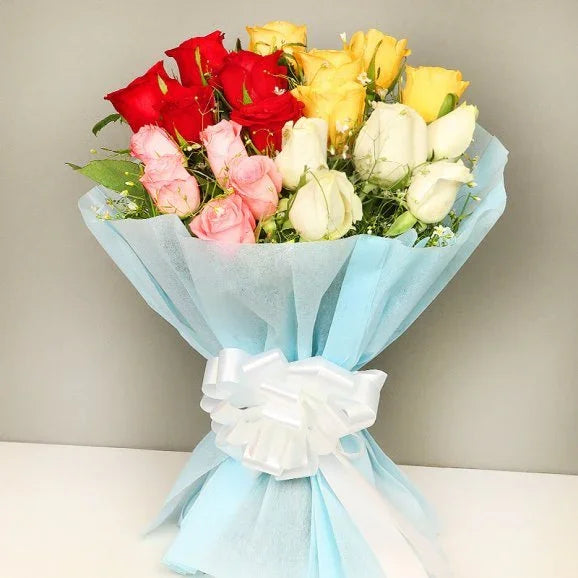 Mixed Roses Bouquet with 20 Fresh Roses