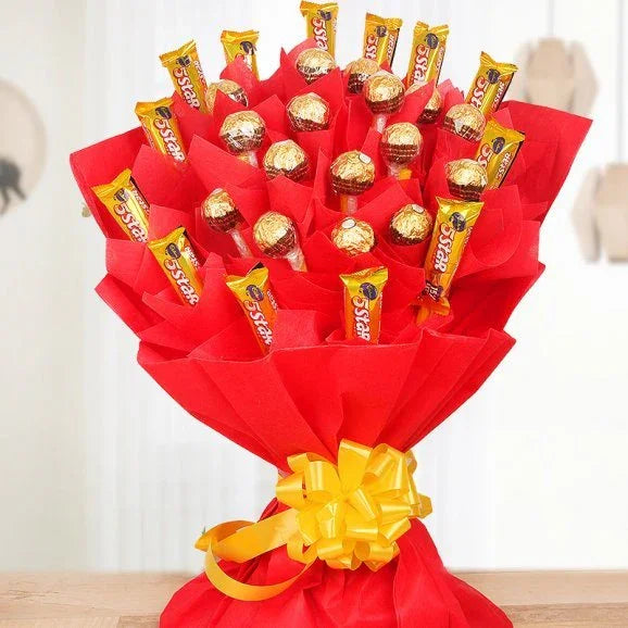 Ferrero Rocher & 5 Star Chocolate Bouquet with 16 Ferrero and 13 Bars