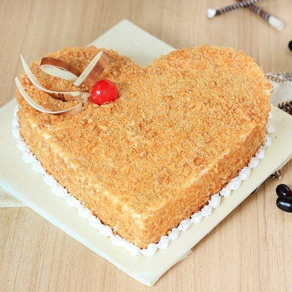 Heart Shape Butterscotch Crumble Cake - Cake Delivery in GiftsGhaziabad