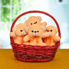 4 Teddy Bears 6 Inch in Decorative Cane Basket customer review image