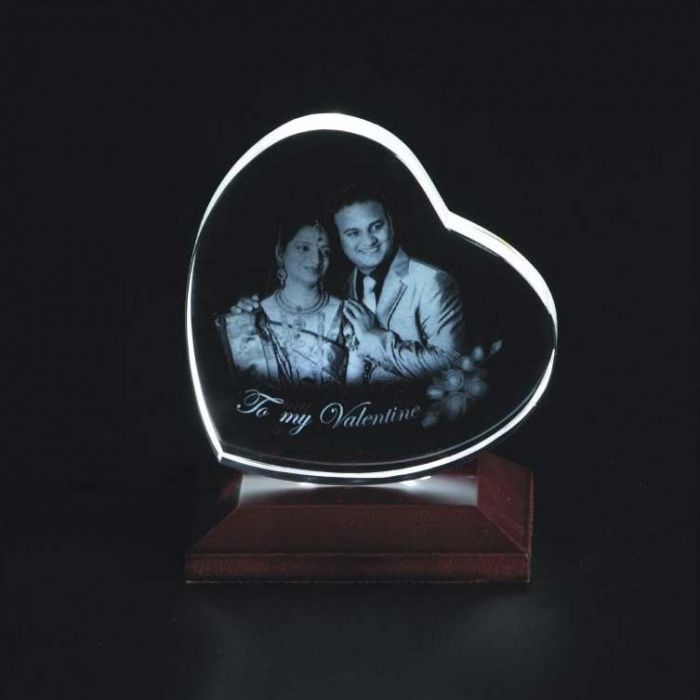 PERSONALISED 2D PHOTO CRYSTAL HEART SHAPE
