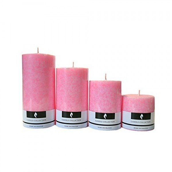 Gallery Set of 4 Rose Scented Pillar Candles