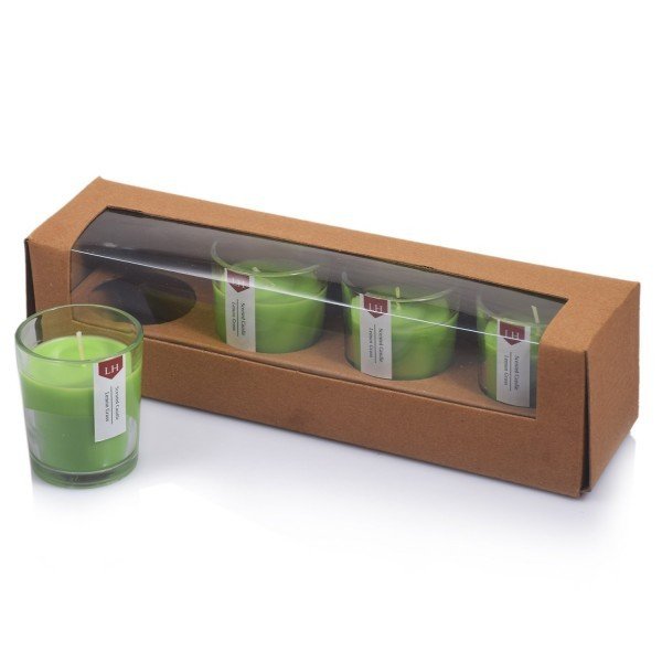 Set Of 4 Scented Glass Votive Candles Lemon Grass Fragrance