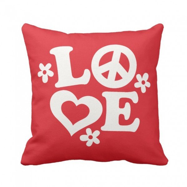 Red and White LOVE Valentine's Day Pillow