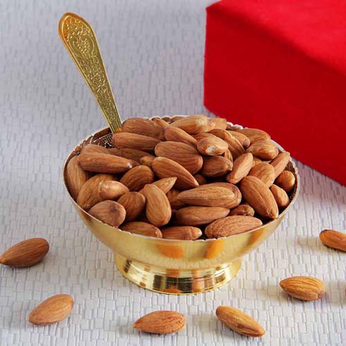 Golden Bowl And Tray Set Of Almonds