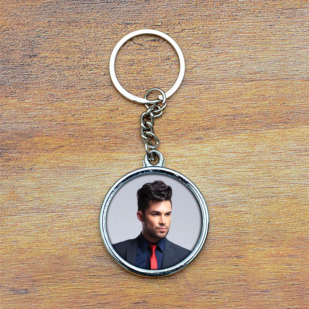 Personalized Round Key Chain for Husband