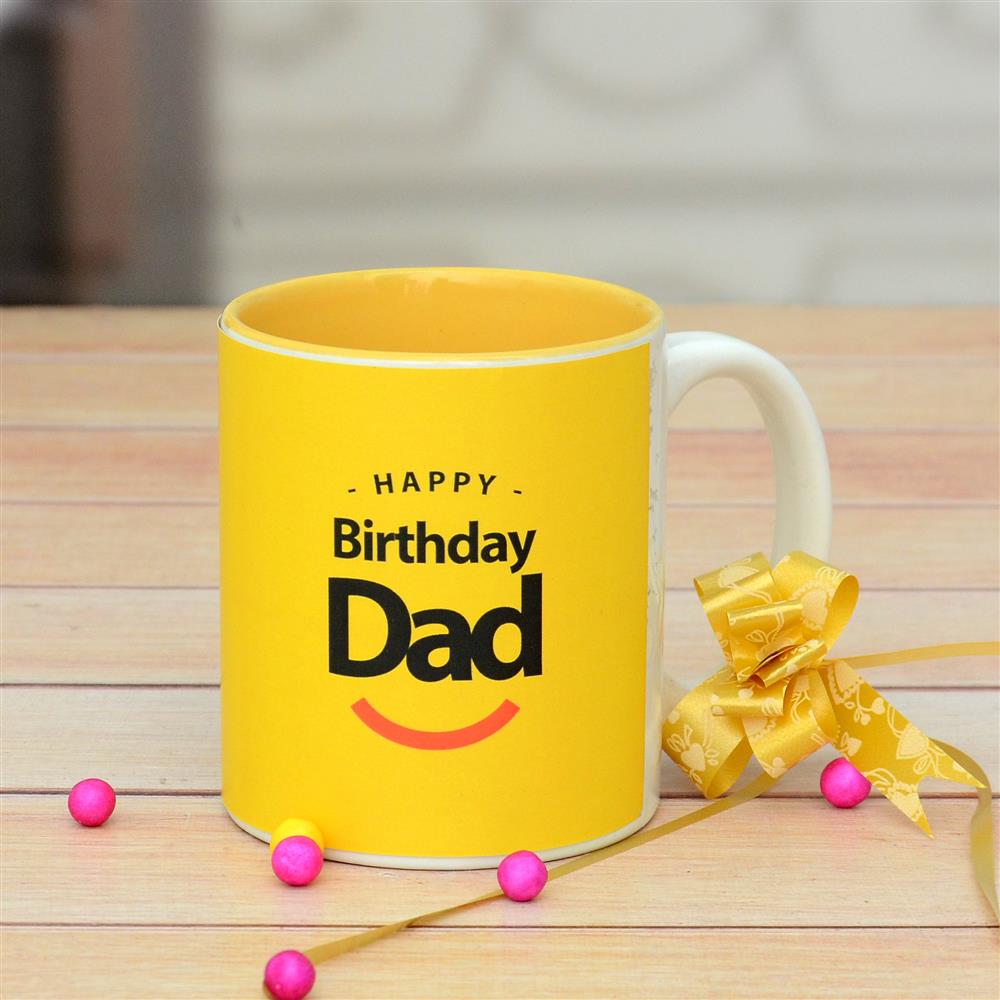 Yellow Personalized Birthday Mug for Dad