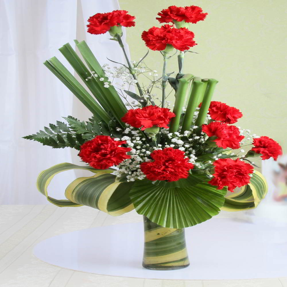 Attractive Red Carnation Arrangement