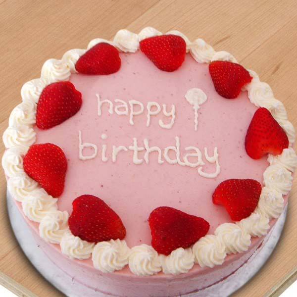 Round Strawberry Birthday Cake