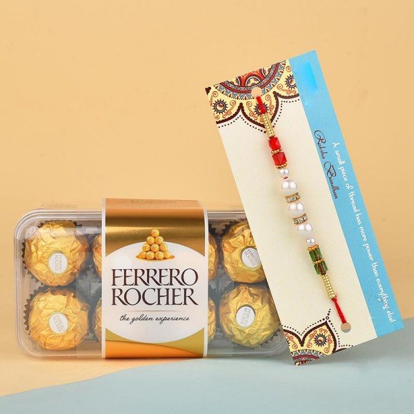 Pearl Rakhi N 16 Pcs Ferrero Rocher