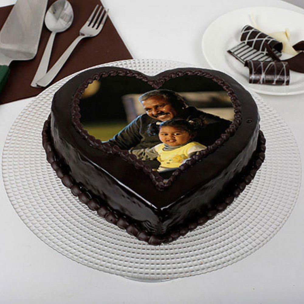 Heart Shaped Chocolate Truffle Photo Cake