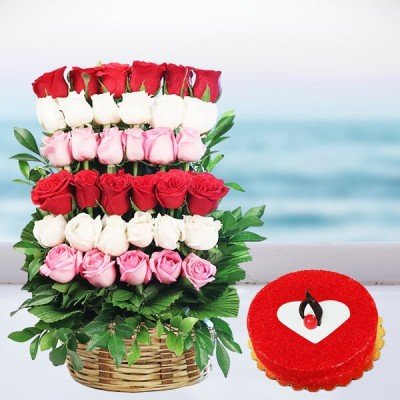 Layered Roses With Red Velvet Cake
