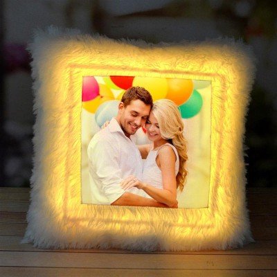 Yellow LED Personalized Square Pillow