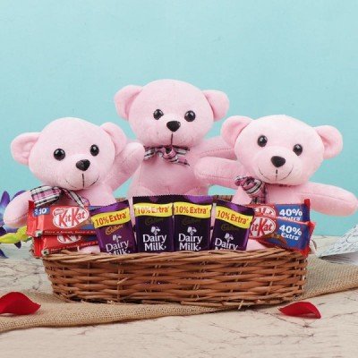 Teddy and Chocolate Basket