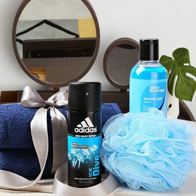 Adidas Deodorant With Shower Gel, Loofa And Napkins